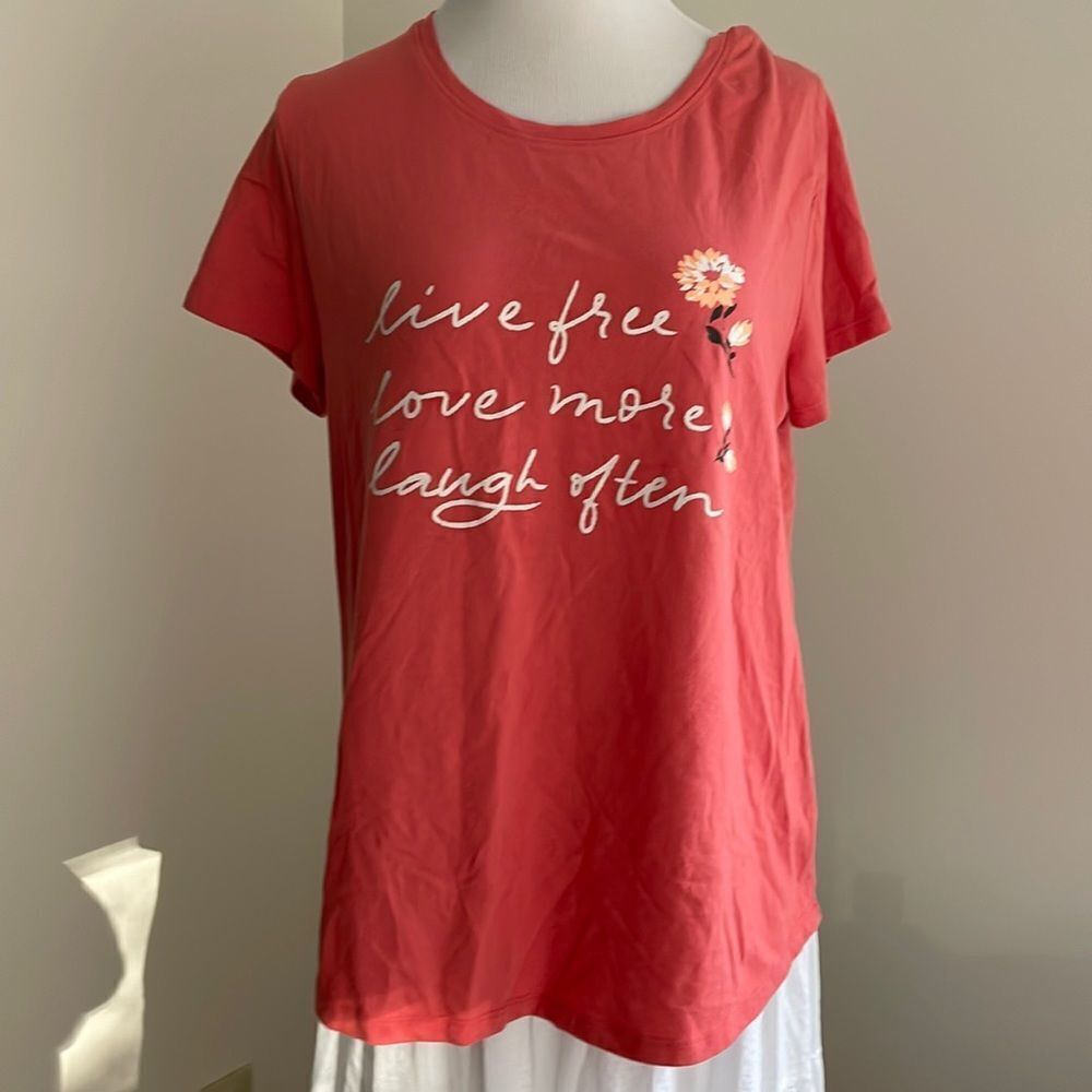 Orange T-shirt live free love more laugh often by Sonoma women’s large